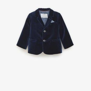 Zara Toddler Baby Velvet Blue Blazer Jacket